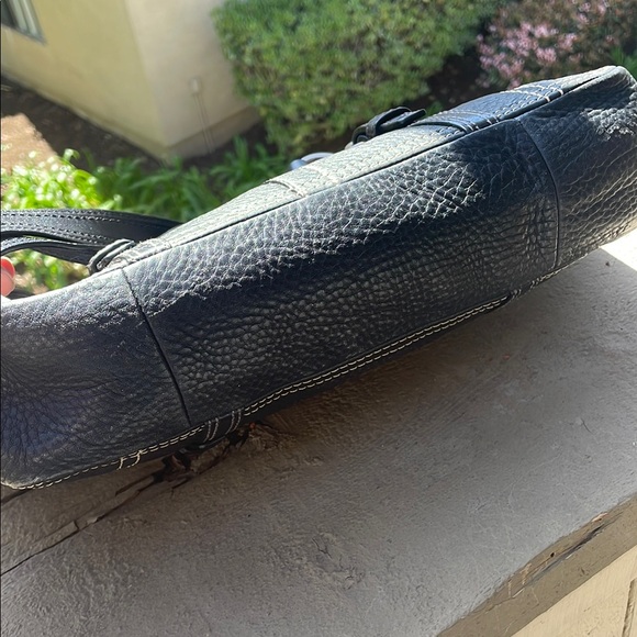 Coach Black Leather pebbled Small Medium Tote Bag - Picture 7 of 11